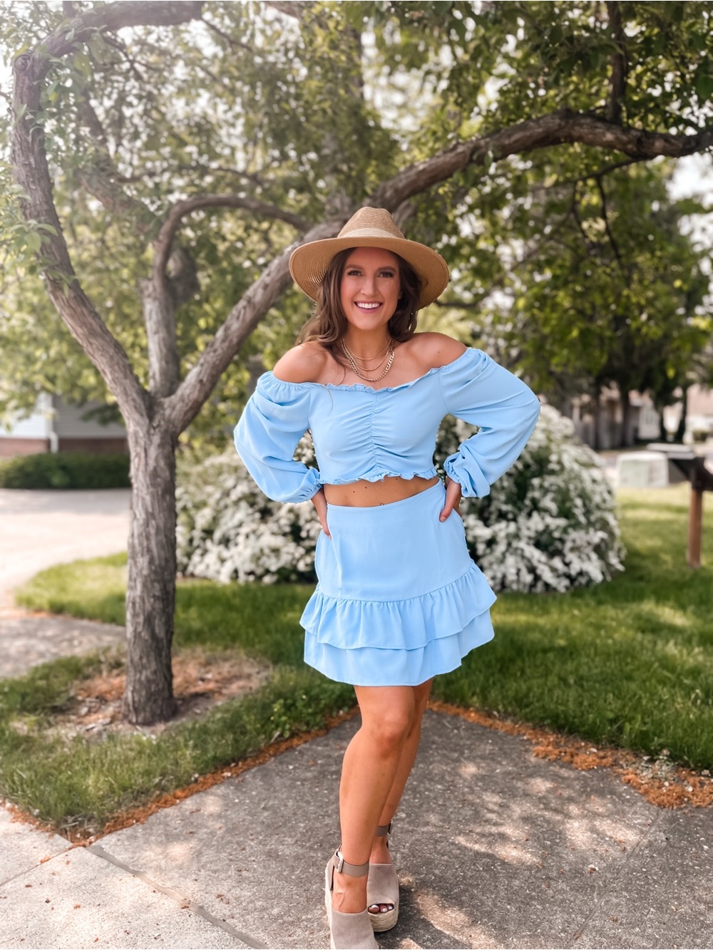 Light Blue Ruffle Matching Set